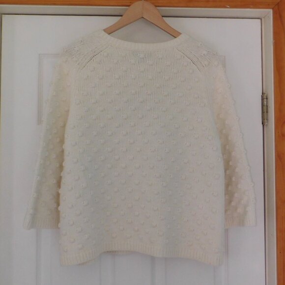 Land's End Womens Cardigan Sweater Ivory 3/4 Sleeve Textured Size Medium - Picture 5 of 7